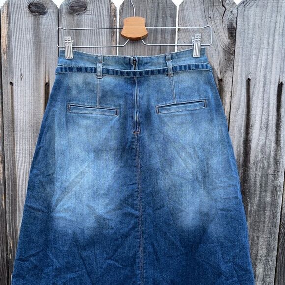 Anthropologie Pilcro and the Letterpress Distressed Denim Midi Skirt Size 2 - Picture 10 of 12